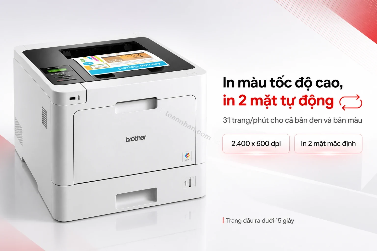 Brother HL-L8260CDN in màu tốc độ cao, bản in 2 mặt tự động nằm trên khay ra giấy