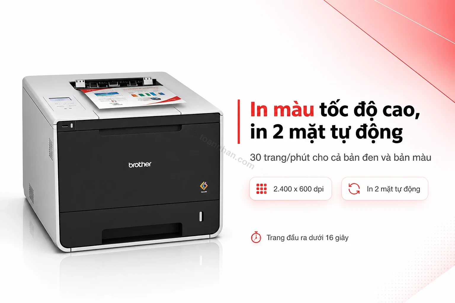 Brother HL-L8350CDW in màu tốc độ cao, bản in 2 mặt tự động nằm trên khay ra giấy