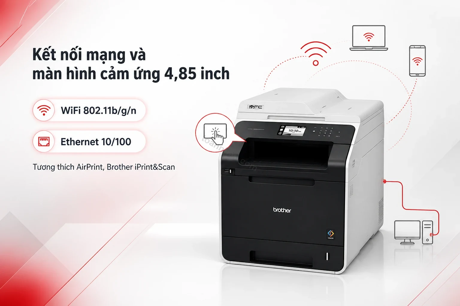 Kết nối mạng và màn hình cảm ứng 4,85 inch của Brother MFC-L8850CDW