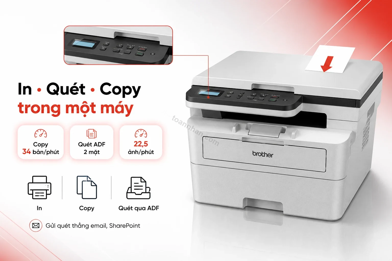 Khay nạp tài liệu tự động ADF trên máy in Brother DCP-B7620DW