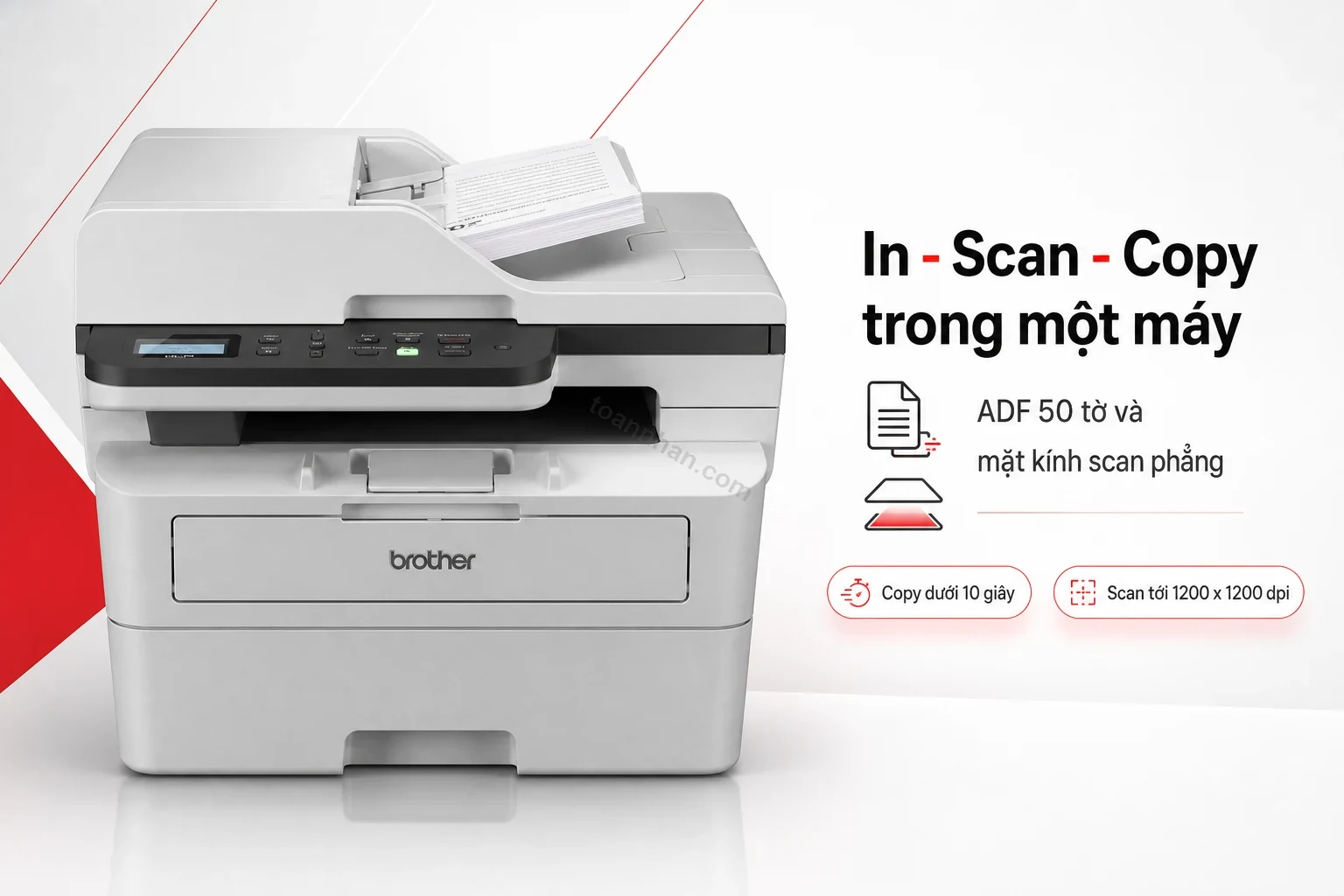 Máy in Brother DCP-B7640DW gộp in, scan, copy trong một thân máy với khay ADF