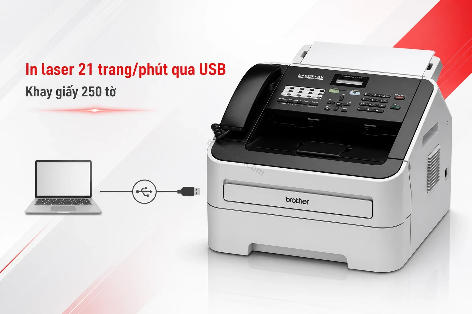 Máy Fax Brother IntelliFAX-2840 in laser cơ bản qua cổng USB