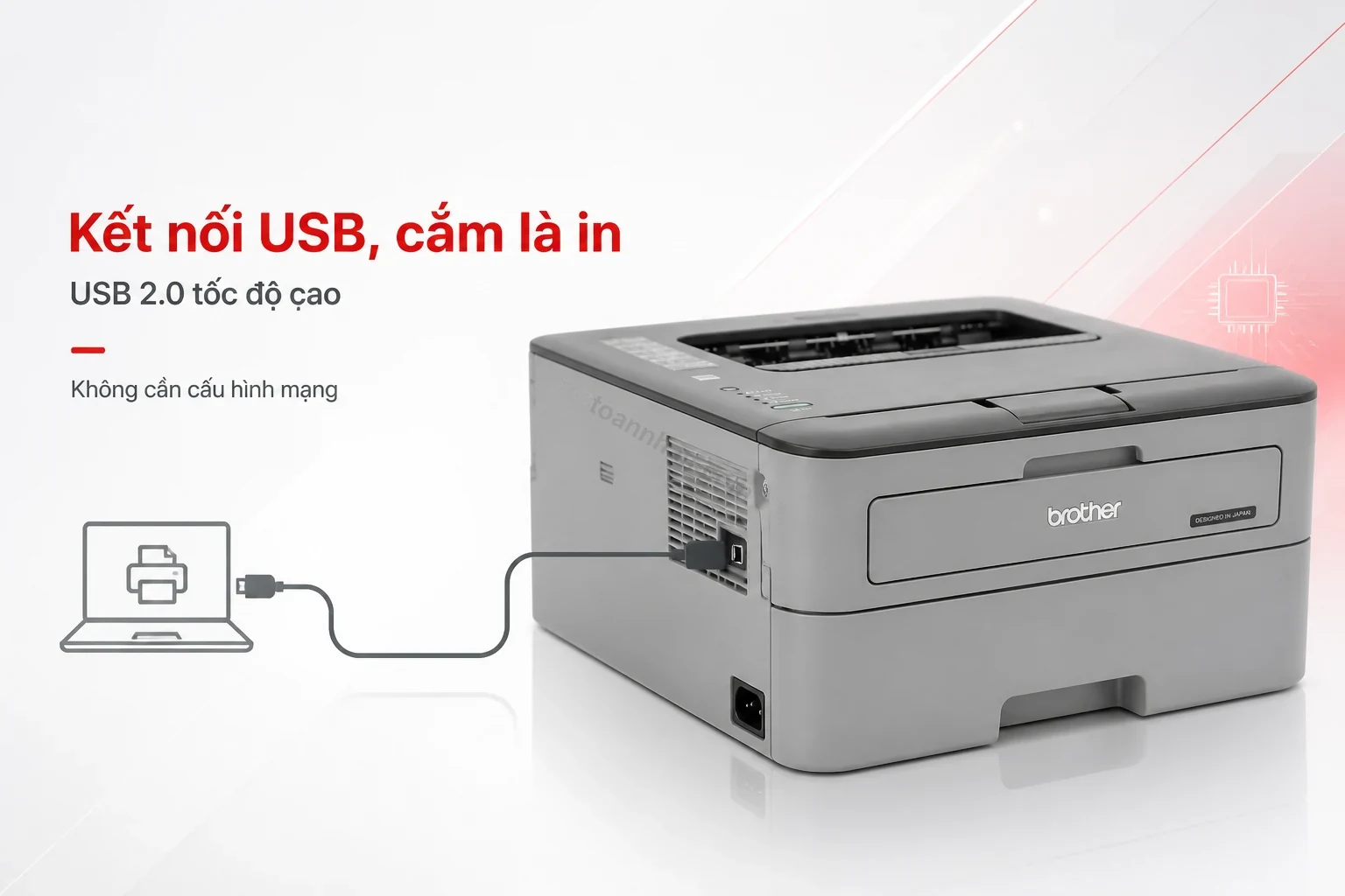 Máy in Brother HL-L2321D kết nối USB đơn giản