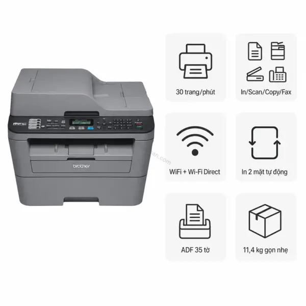 Máy in laser đen trắng đa năng Brother MFC-L2701DW