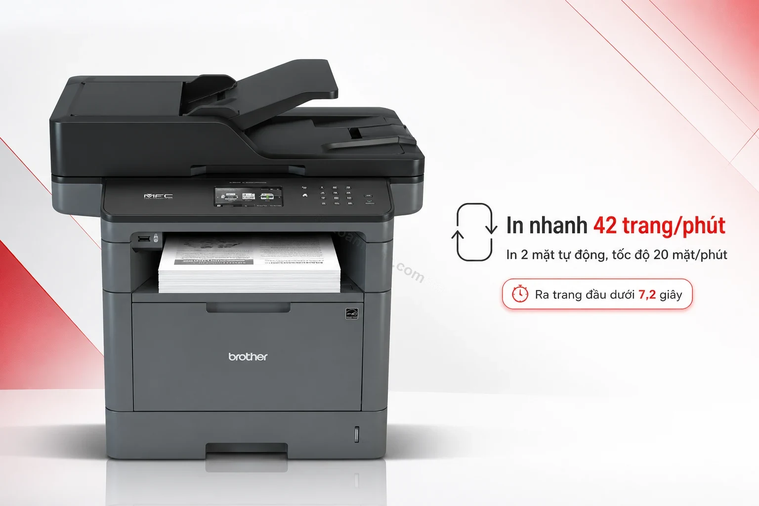 Máy in Brother MFC-L5900DW đang in tài liệu 2 mặt tự động