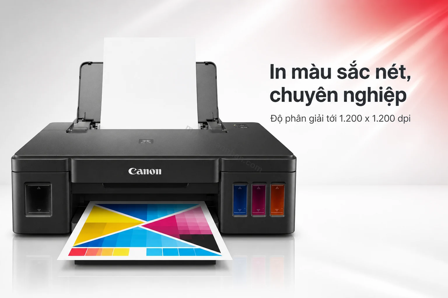 Mẫu in màu thực tế từ Canon MF641Cw, cận cảnh độ sắc nét chữ và màu