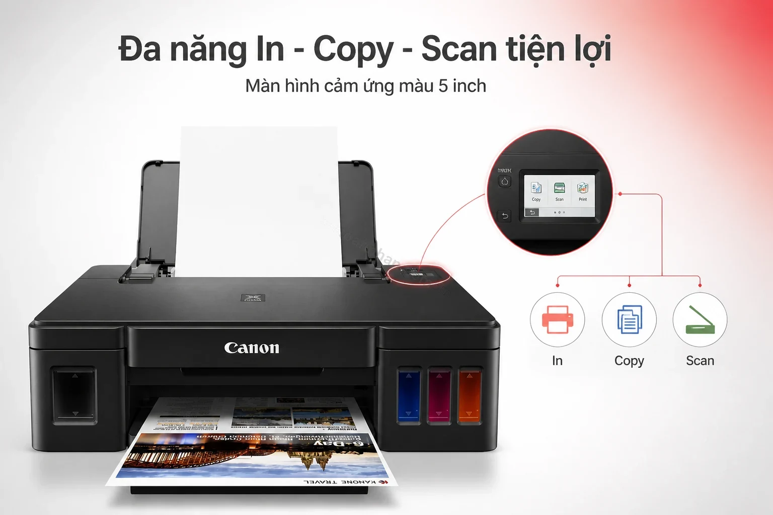 Màn hình cảm ứng màu 5 inch điều khiển in copy scan trên Canon MF641Cw