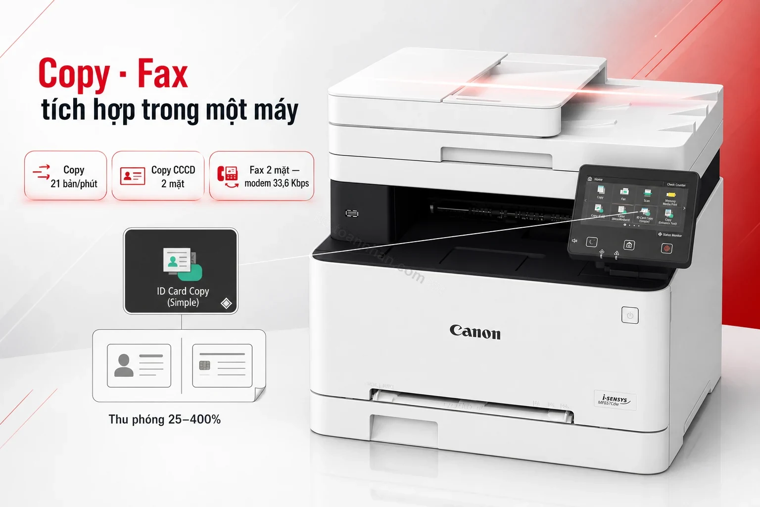 Copy CCCD 2 mặt lên một tờ giấy trên Canon MF657Cdw