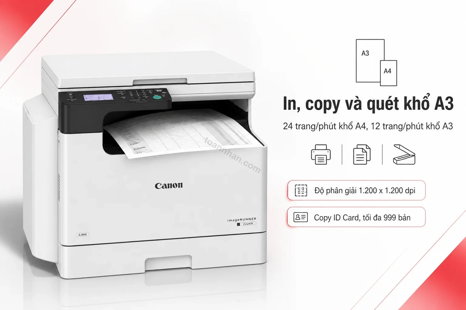 Canon imageRUNNER 2224N in bản A3, cận cảnh khay ra giấy