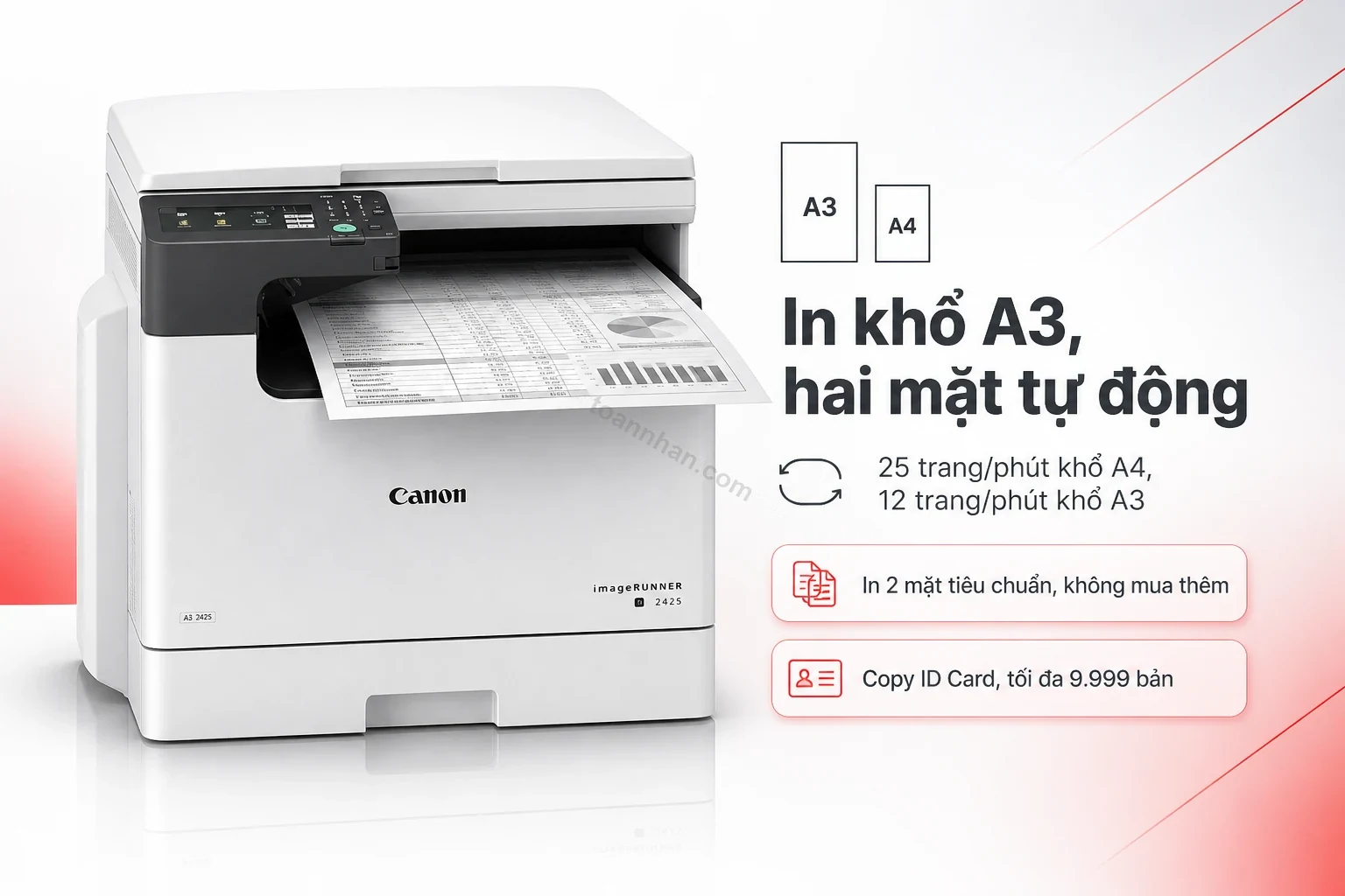 Canon imageRUNNER 2425 in bản A3, cận cảnh khay ra giấy