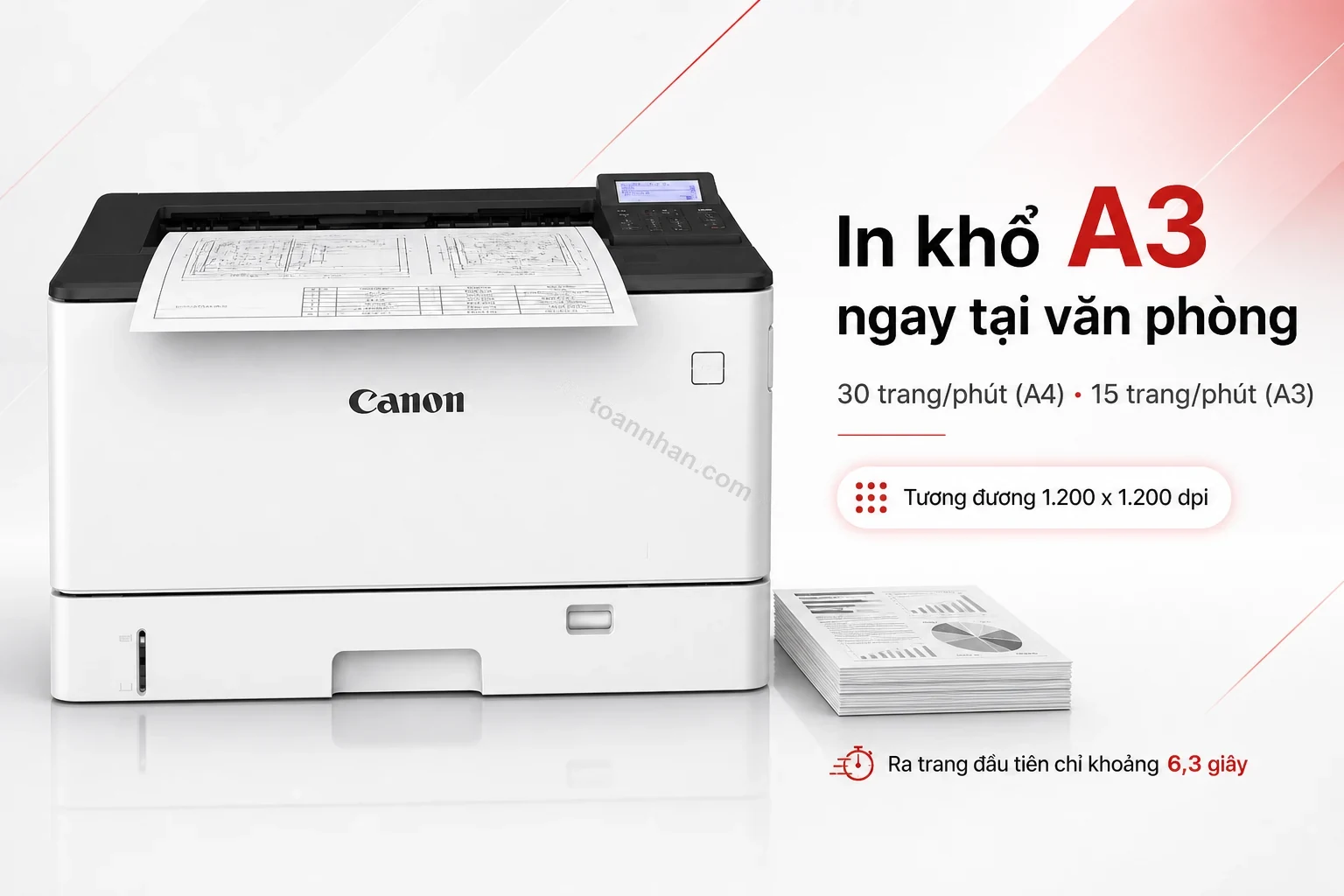 Canon imageCLASS LBP456w in tài liệu khổ A3 tại văn phòng kỹ thuật