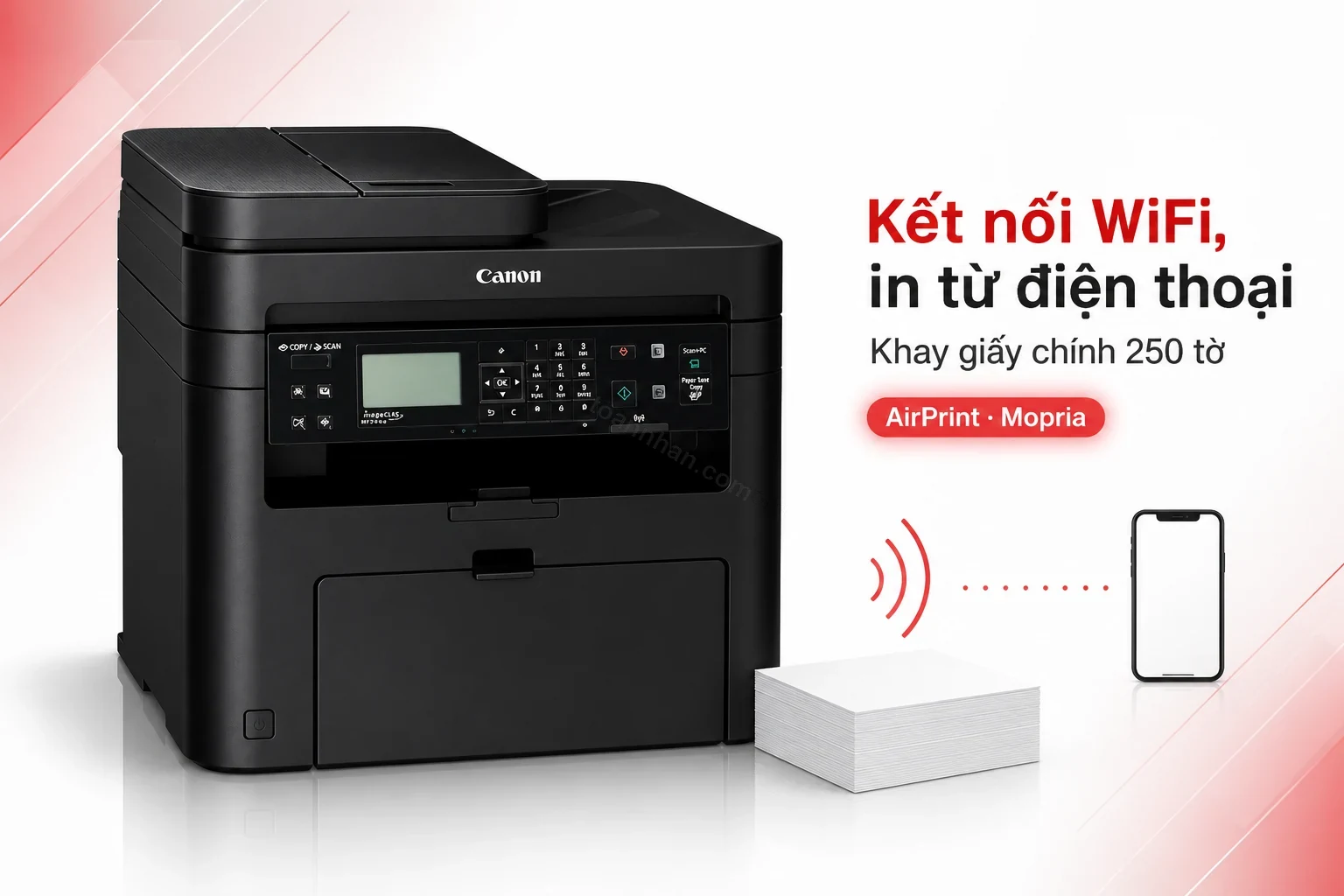 Cổng kết nối WiFi và khay giấy 250 tờ máy in Canon MF244DW