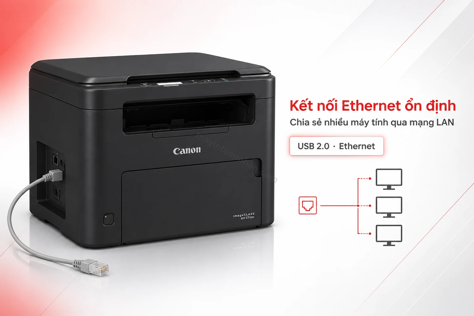Cổng kết nối Ethernet phía sau máy in Canon MF271DN