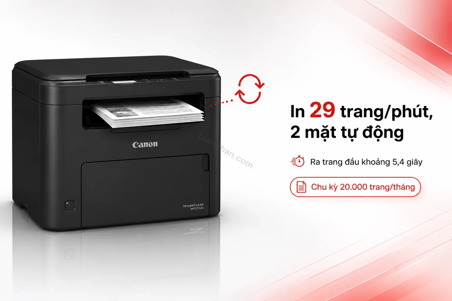 Máy in Canon imageCLASS MF271DN đang in 2 mặt tự động
