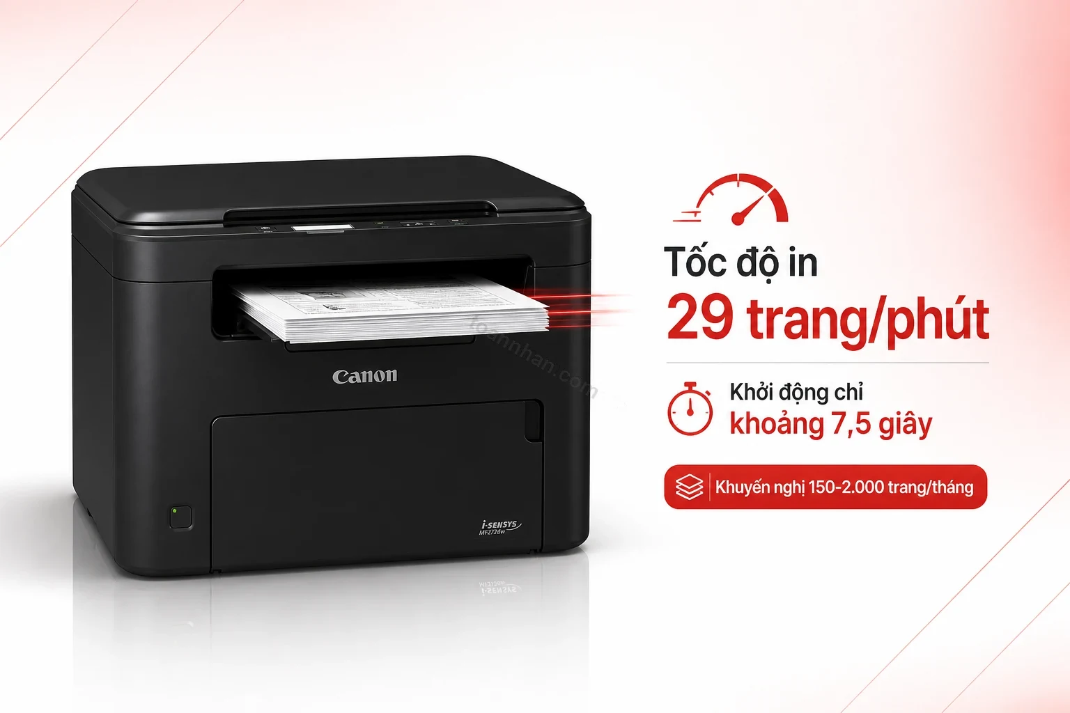 Máy in Canon imageCLASS MF272dw nhỏ gọn trên bàn làm việc