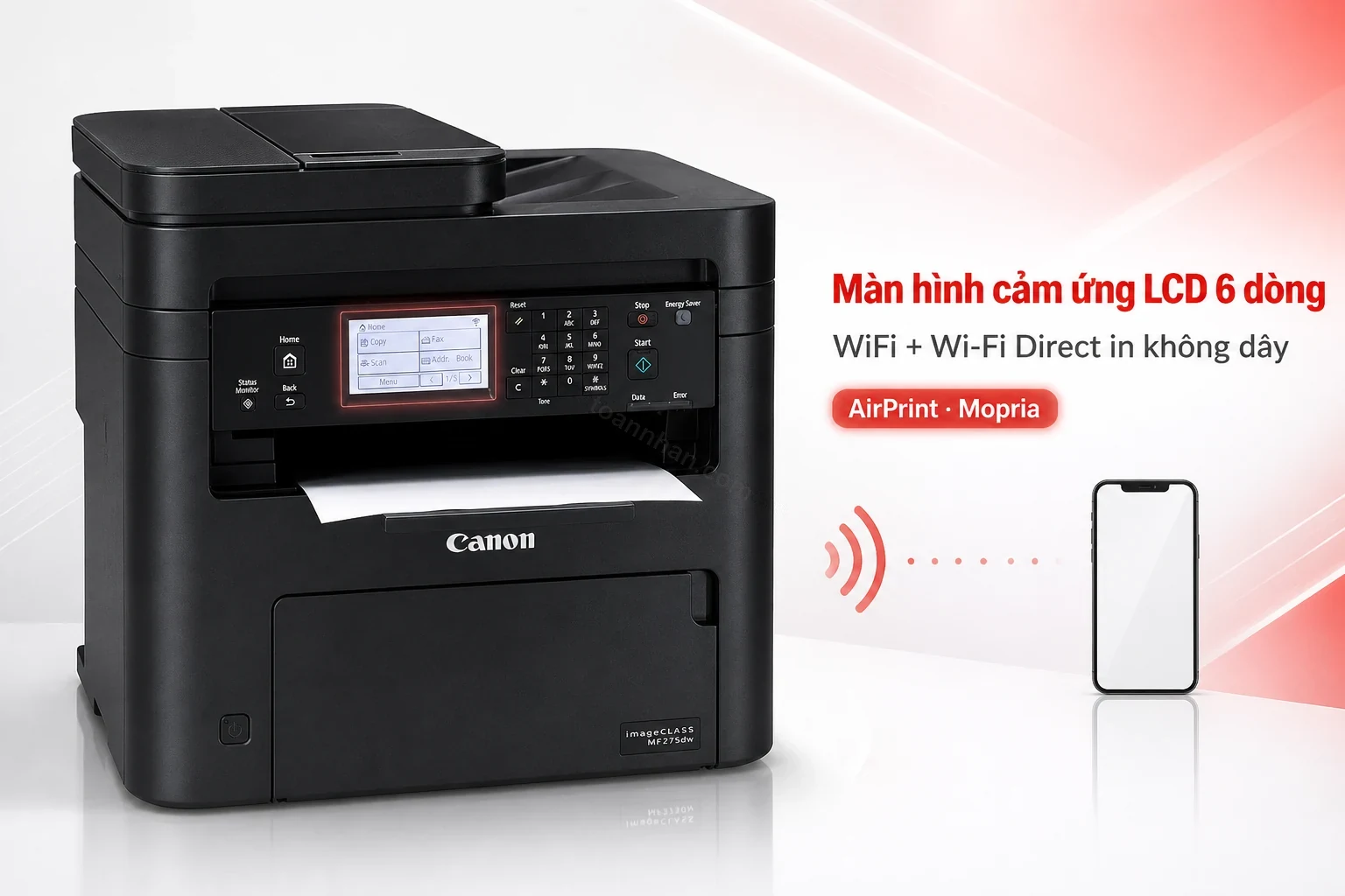 Màn hình cảm ứng và kết nối WiFi trên máy in Canon MF275dw