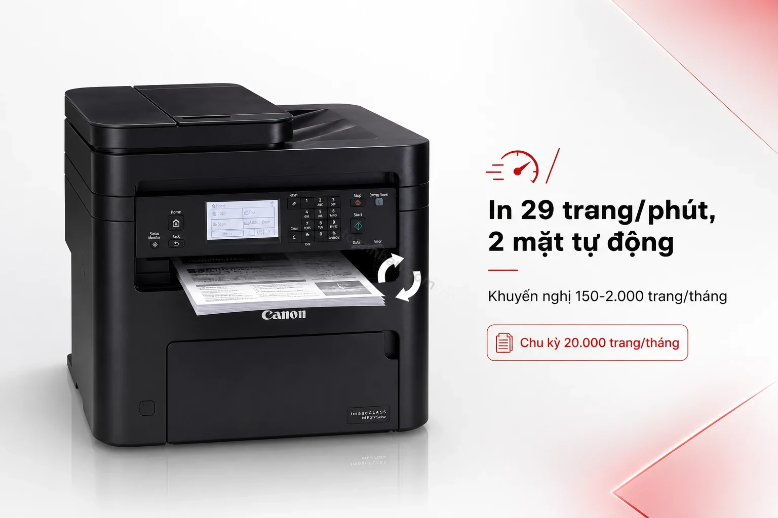 Máy in Canon imageCLASS MF275dw đang in 2 mặt tự động