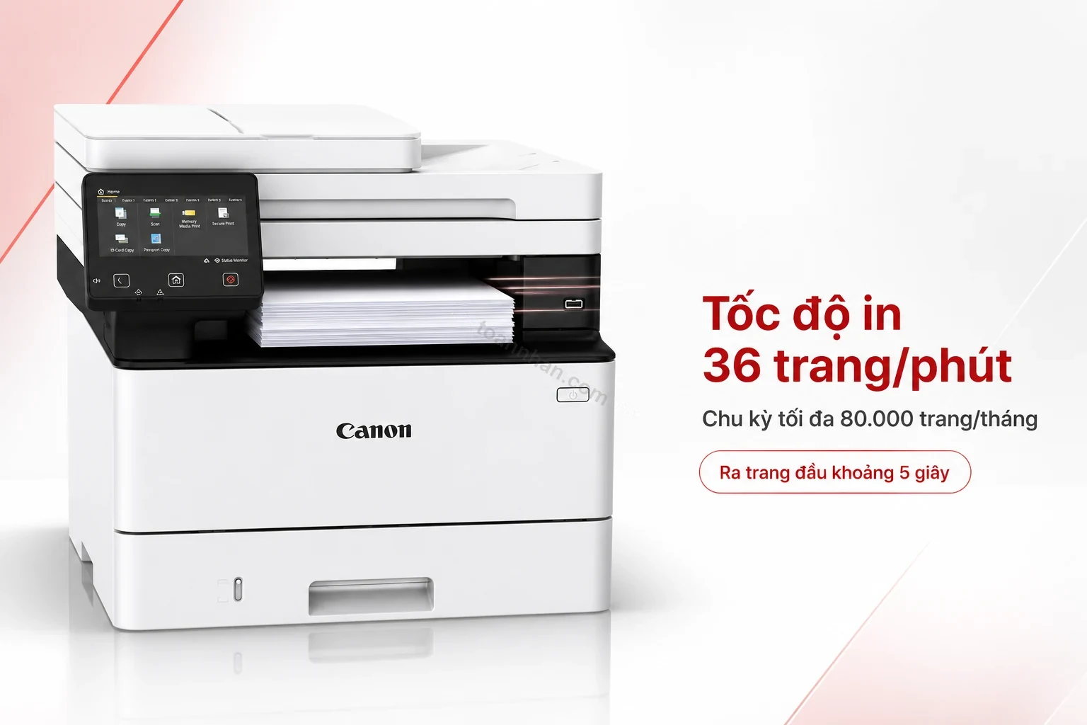Máy in Canon imageCLASS MF461dw đang in tài liệu văn phòng