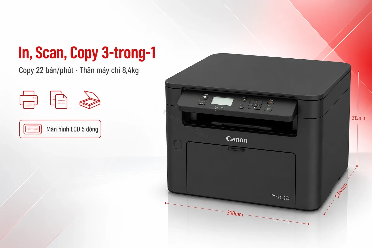 Màn hình LCD và bảng điều khiển máy in đa năng Canon MF913w