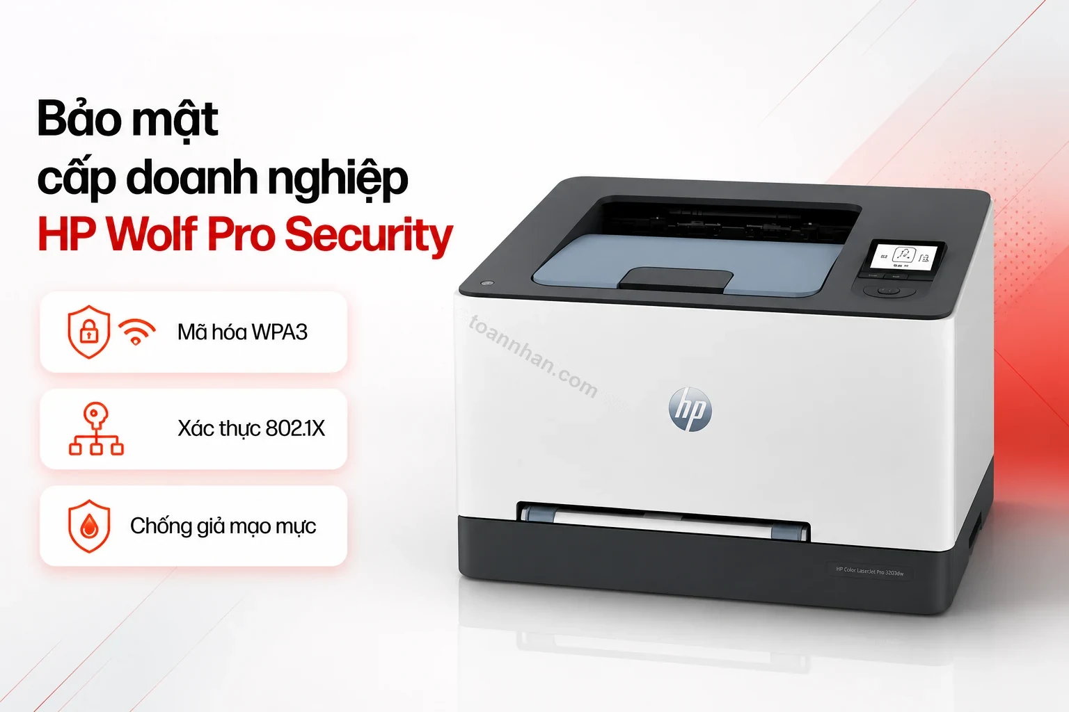 HP Color LaserJet Pro 3203dw bảo mật HP Wolf Pro Security