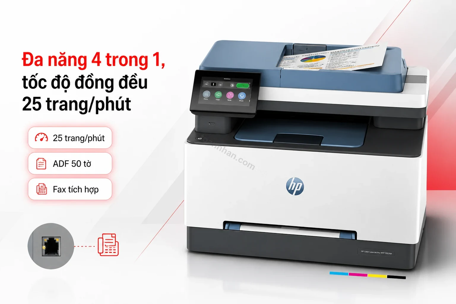 HP Color LaserJet Pro MFP 3303fdn in, copy, scan, fax trong một thân máy