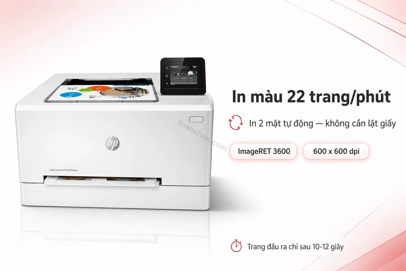 Bản in màu 2 mặt tự động từ HP Color LaserJet Pro M255dw chính hãng, cận cảnh độ sắc nét chữ và hình