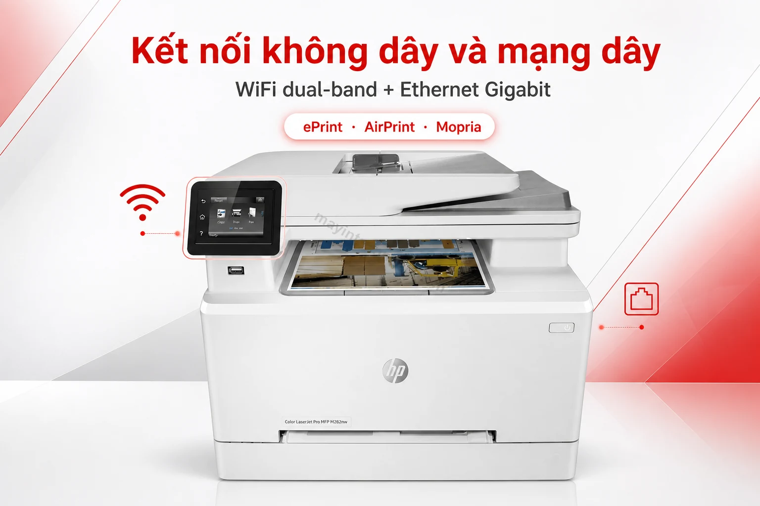 Kết nối WiFi và Ethernet trên máy in HP M282nw