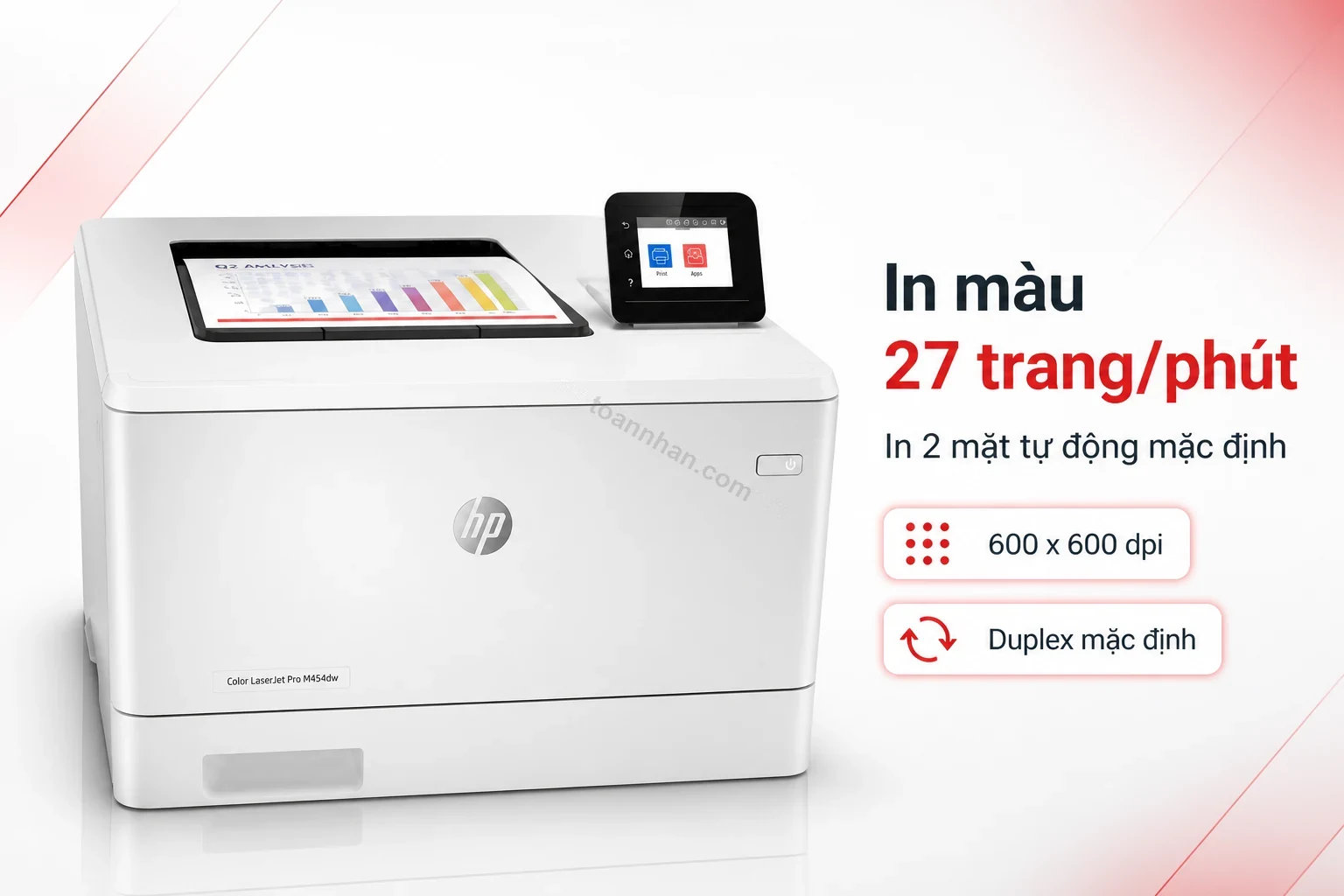 Bản in màu 2 mặt tự động từ HP Color LaserJet Pro M454dw