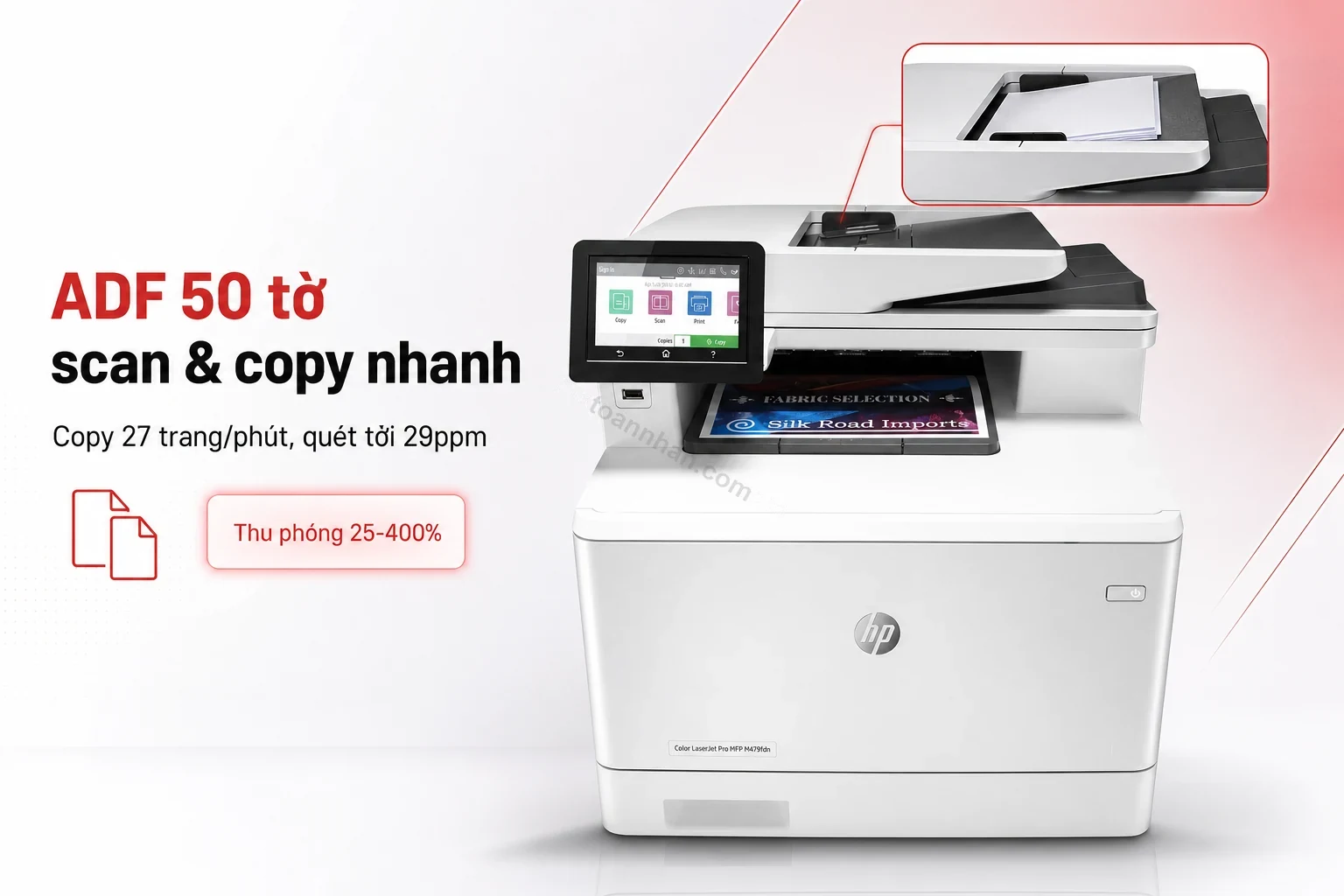 Khay ADF 50 tờ quét và copy tài liệu trên máy in HP M479dw