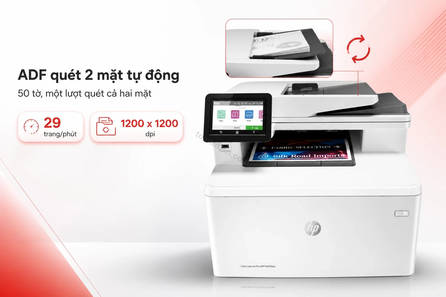 Khay ADF 50 tờ quét 2 mặt tự động trên máy in HP M479fdw