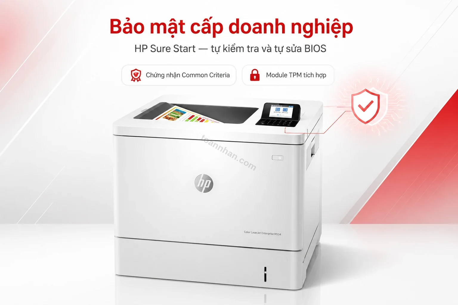 Biểu tượng bảo mật HP Sure Start trên máy in HP Color LaserJet Enterprise M554dn