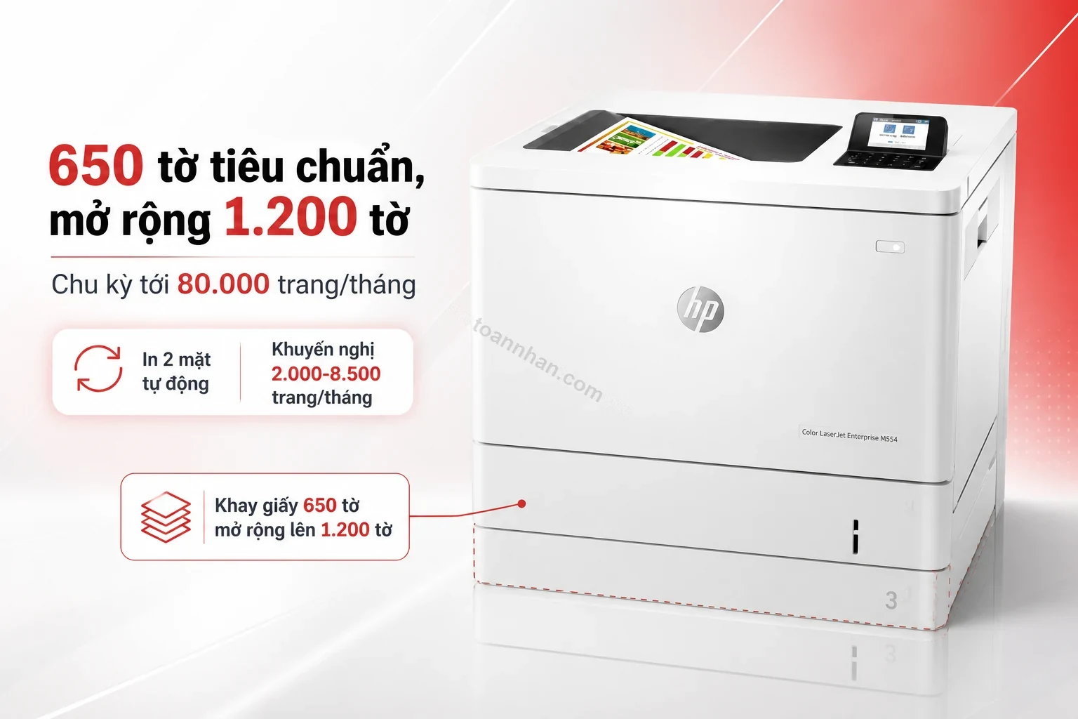 Khay giấy 650 tờ tiêu chuẩn của HP Color LaserJet Enterprise M554dn