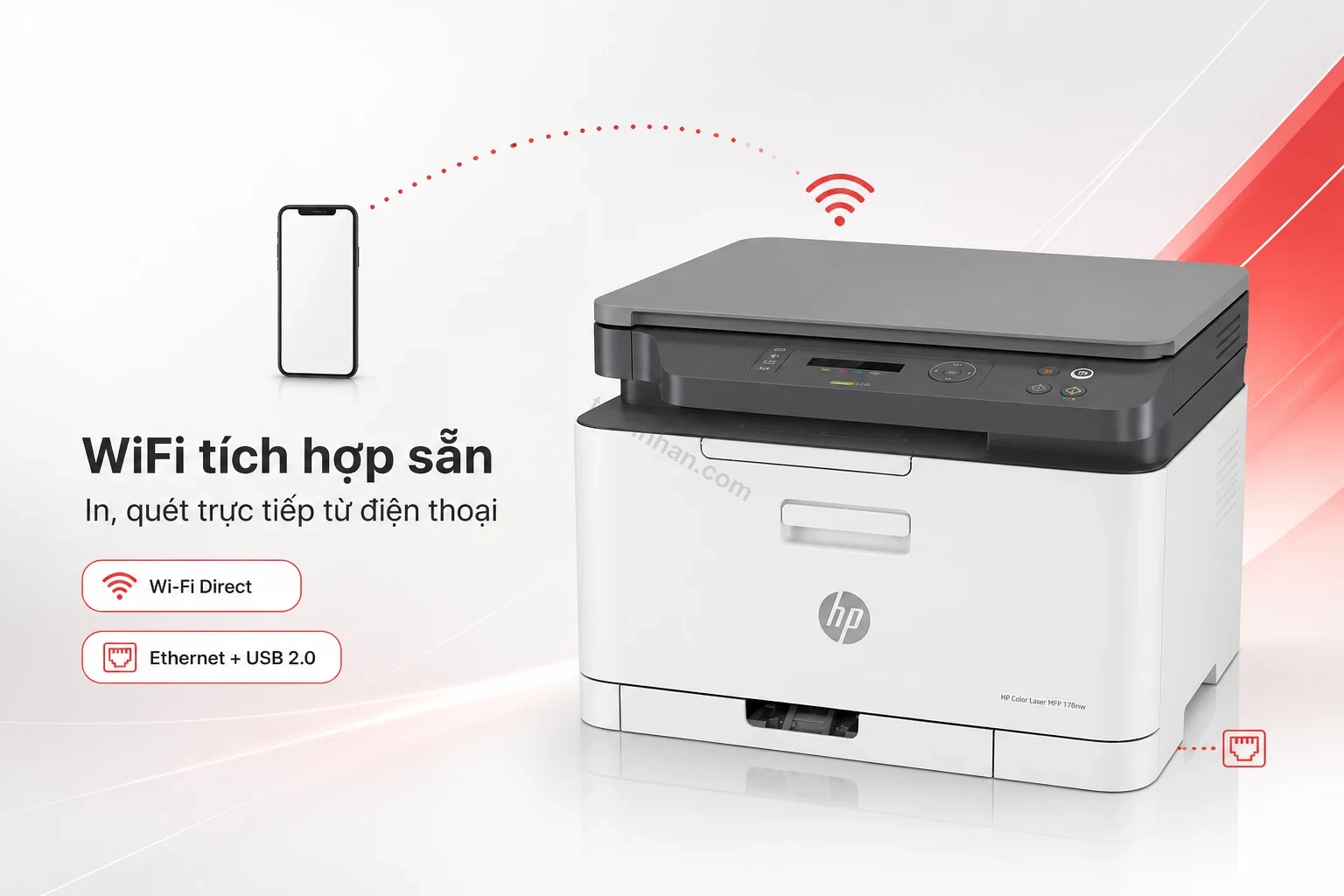 Biểu tượng kết nối WiFi của máy in HP Color Laser MFP 178nw