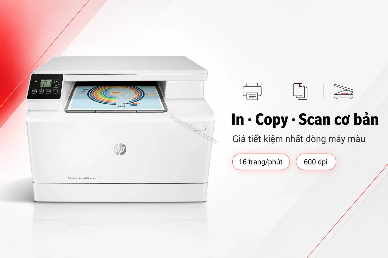 HP Color LaserJet Pro MFP M182N đang in tài liệu màu tiết kiệm chi phí