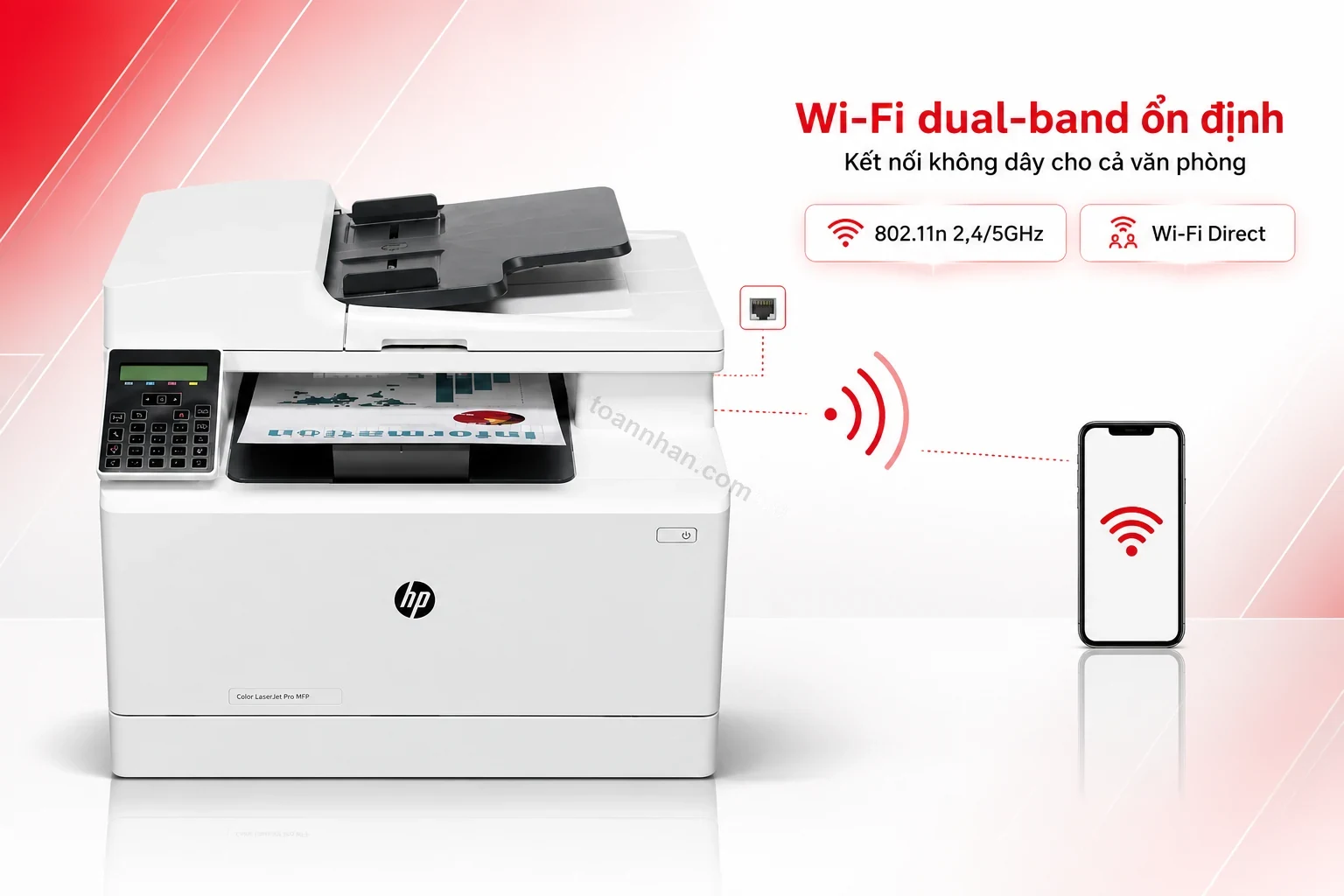 In không dây qua Wi-Fi dual-band từ điện thoại trên HP MFP M183fw