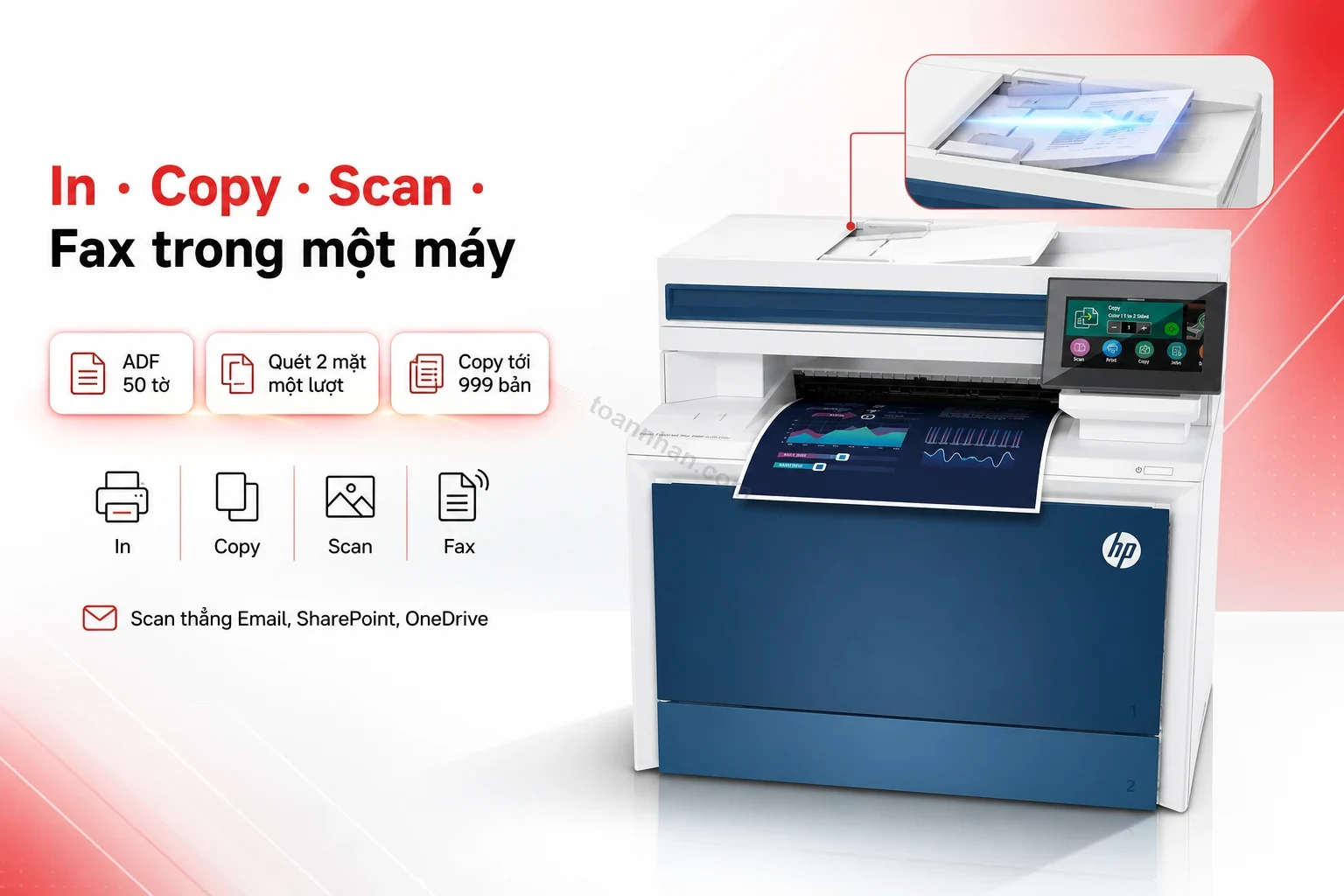 Khay ADF quét 2 mặt một lượt của HP Color LaserJet Pro MFP 4303fdw