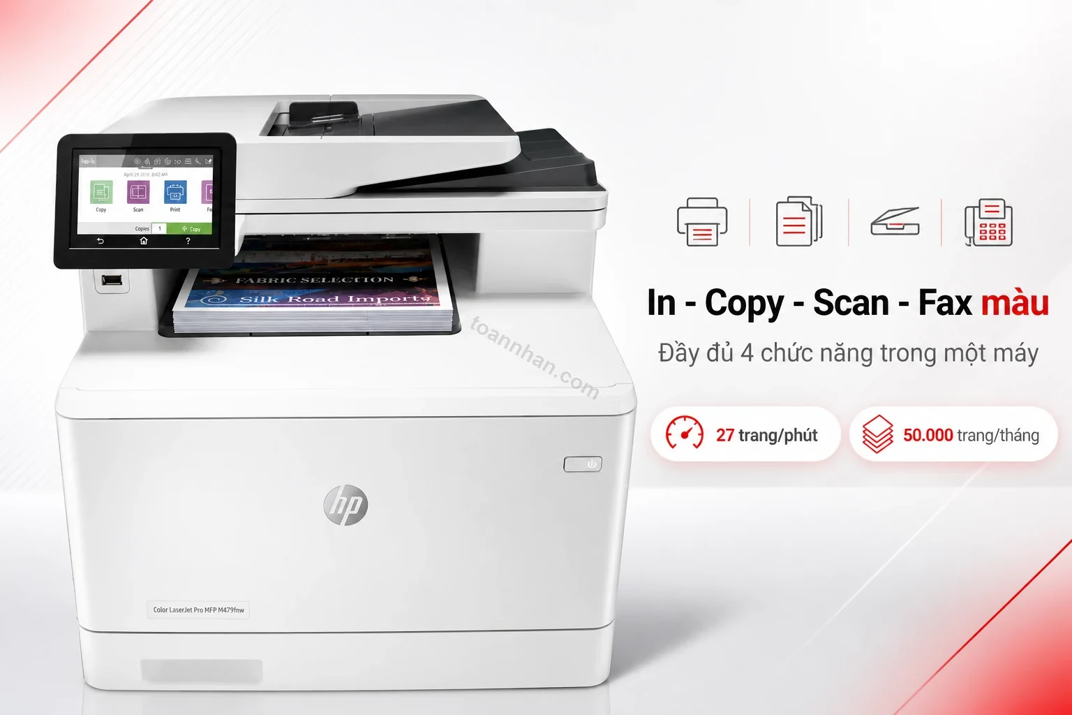 Máy in HP Color LaserJet Pro MFP M479fnw tích hợp in-copy-scan-fax màu