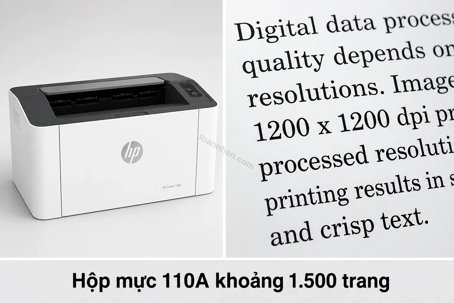Chất lượng in sắc nét 1200x1200dpi của máy in HP Laser 108A trên văn bản A4