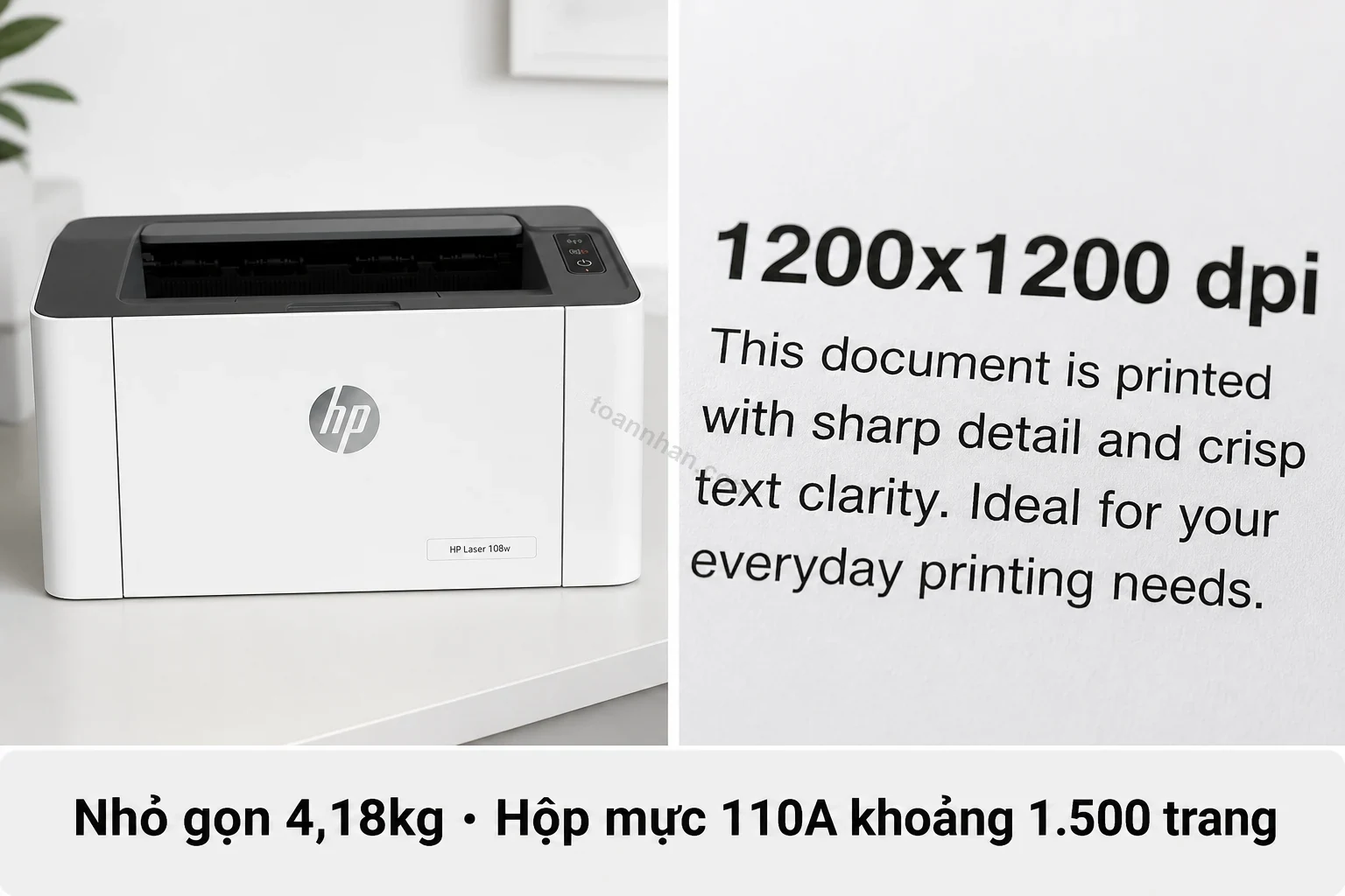 Chất lượng in sắc nét 1200x1200dpi của máy in HP LaserJet 108W trên văn bản A4