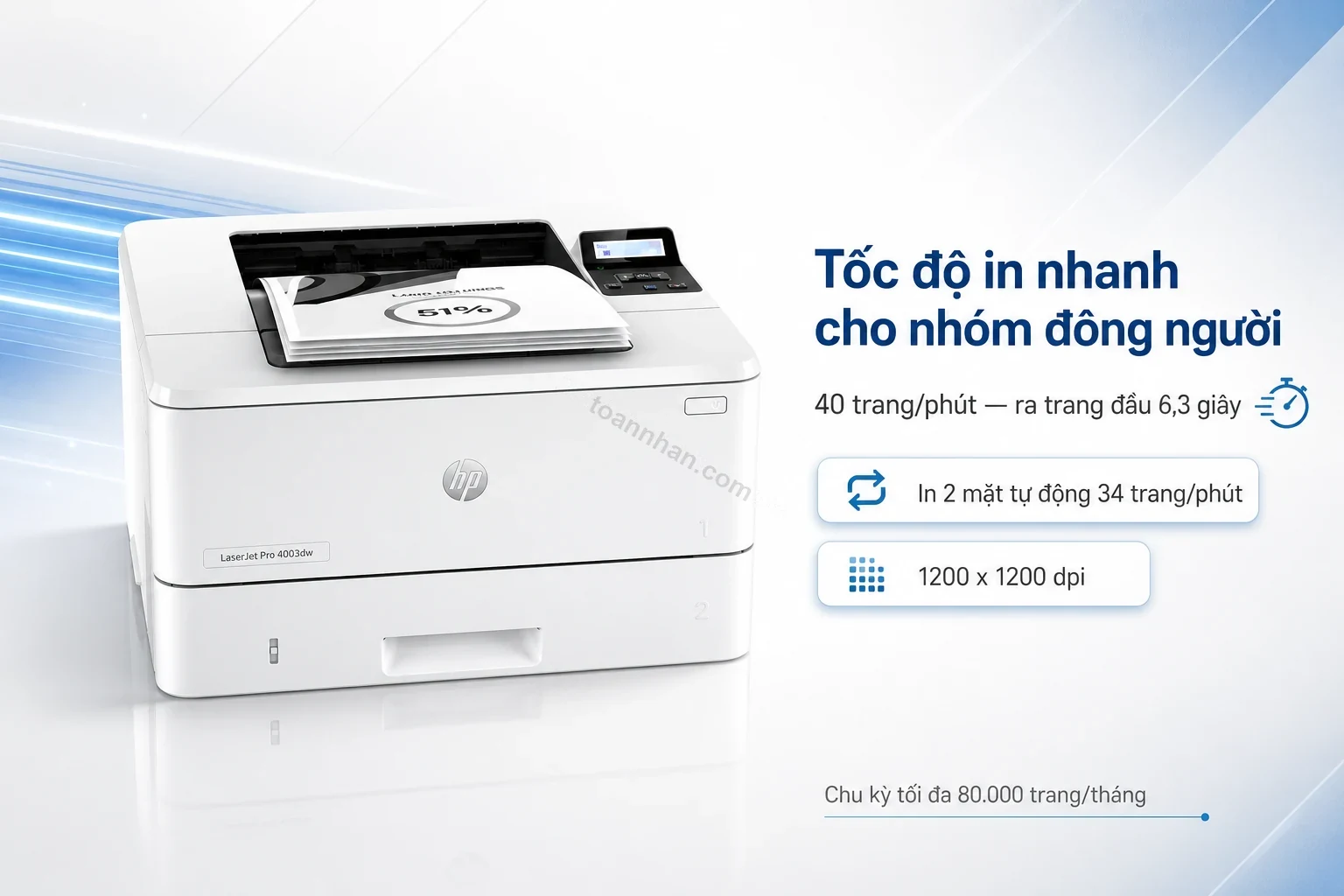 HP LaserJet Pro 4003dw in tài liệu văn phòng tốc độ cao