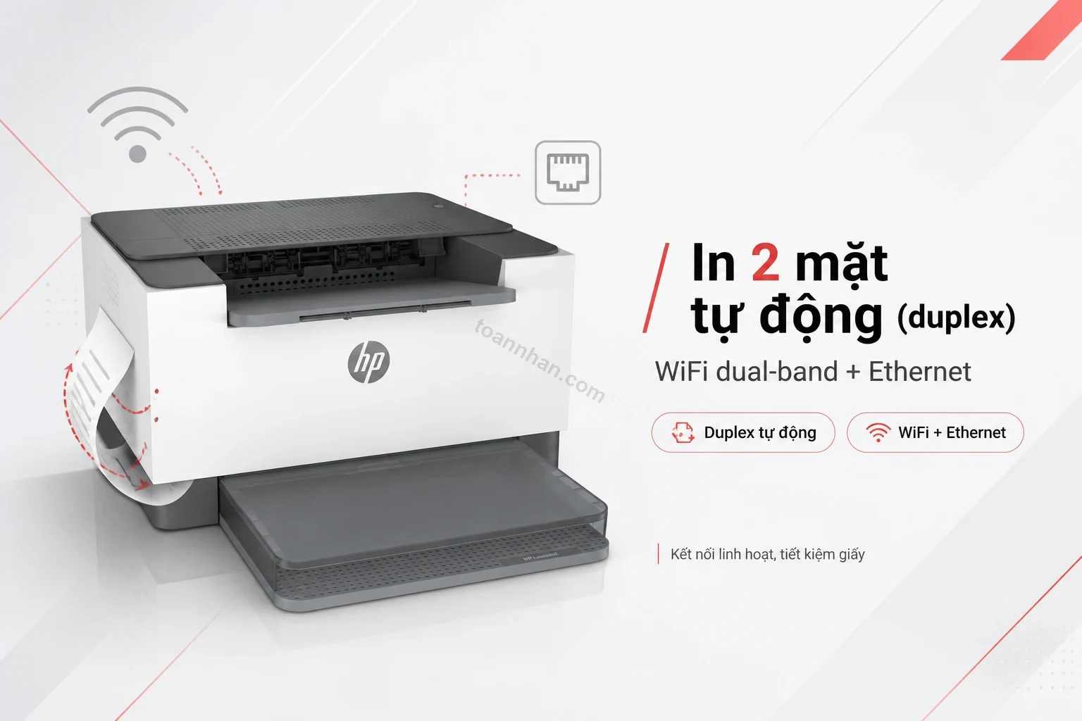 HP LaserJet M211dw in 2 mặt tự động và kết nối mạng WiFi Ethernet