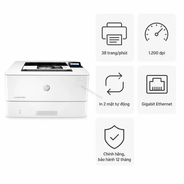 Máy in laser đen trắng HP LaserJet Pro M404dn – Chính hãng