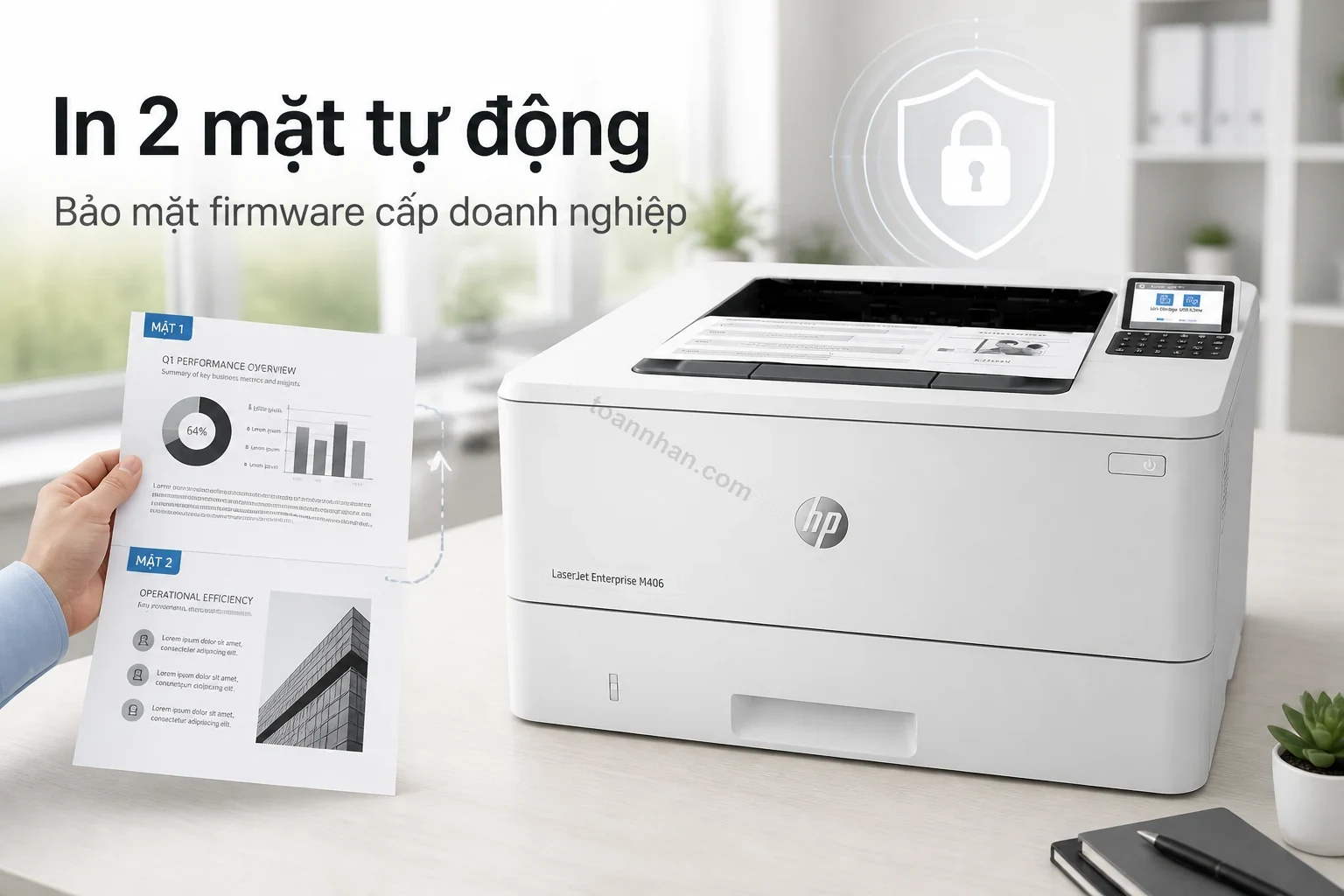 In 2 mặt tự động của máy in HP LaserJet Enterprise M406dn