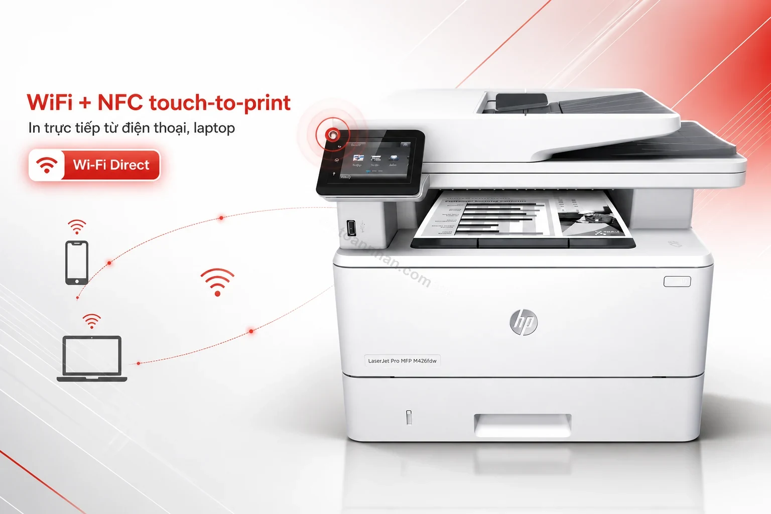 Kết nối WiFi và NFC từ điện thoại tới máy in HP LaserJet Pro MFP M426fdw