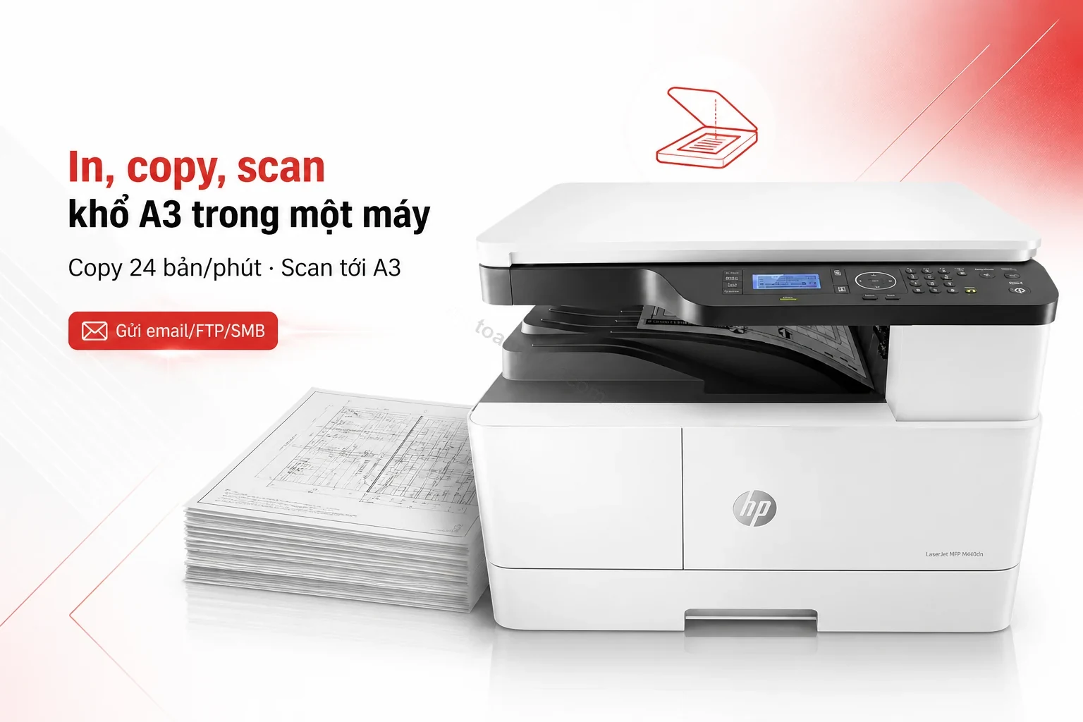 In, copy, scan khổ A3 trong một máy - HP LaserJet MFP M440DN