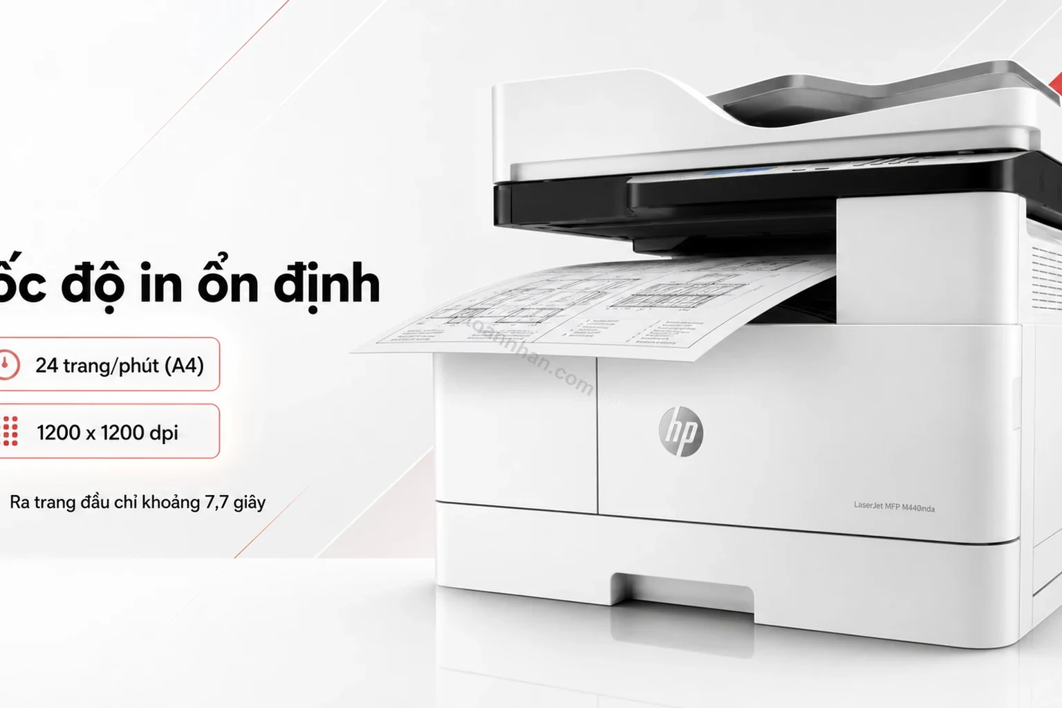 Tốc độ in 24 trang mỗi phút của HP LaserJet MFP M440N