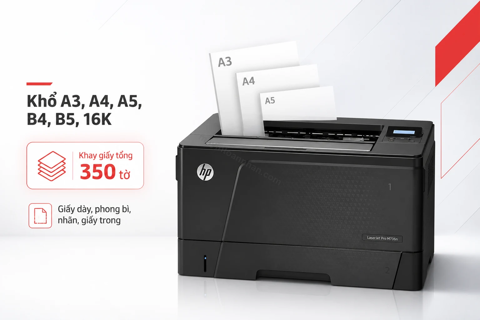 Khay giấy và bản in khổ A3 trên HP LaserJet Pro M706n Chính hãng