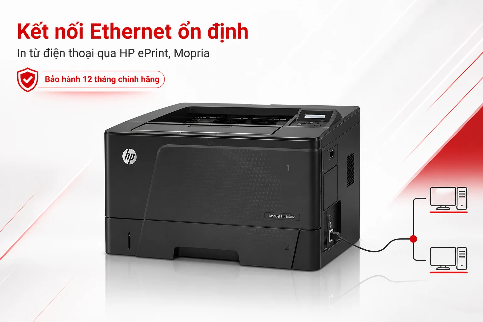 Cổng kết nối Ethernet phía sau HP LaserJet Pro M706n Chính hãng