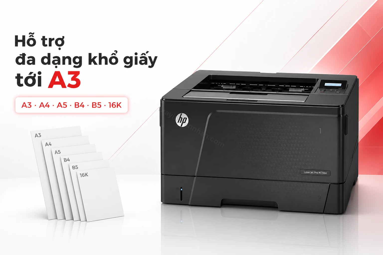 Hỗ trợ đa dạng khổ giấy tới A3 của HP LaserJet Pro M706N