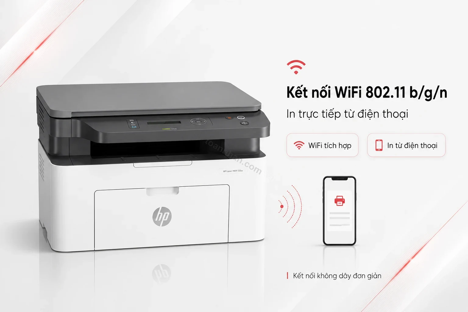 HP Laser MFP 135w kết nối WiFi in từ điện thoại